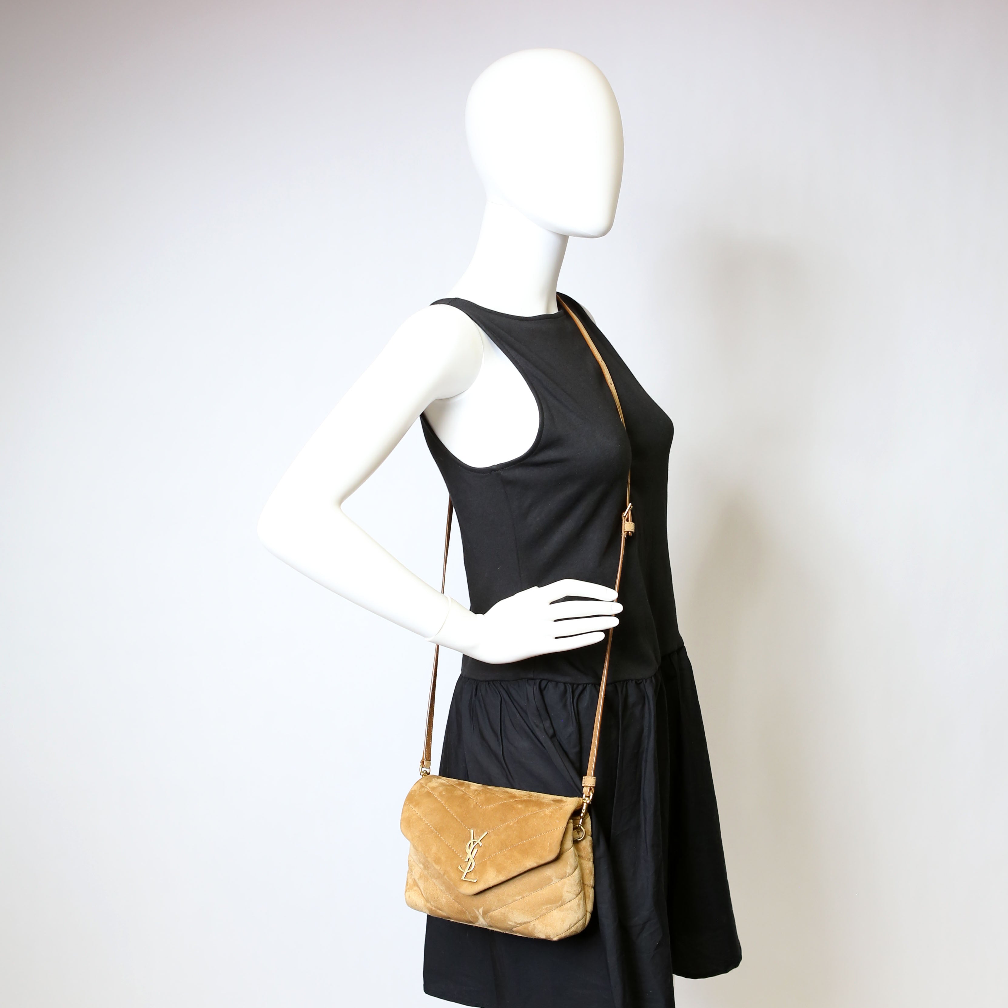 SAINT LAURENT Loulou Suede Satchel Toy Crossbody 678401 Brown