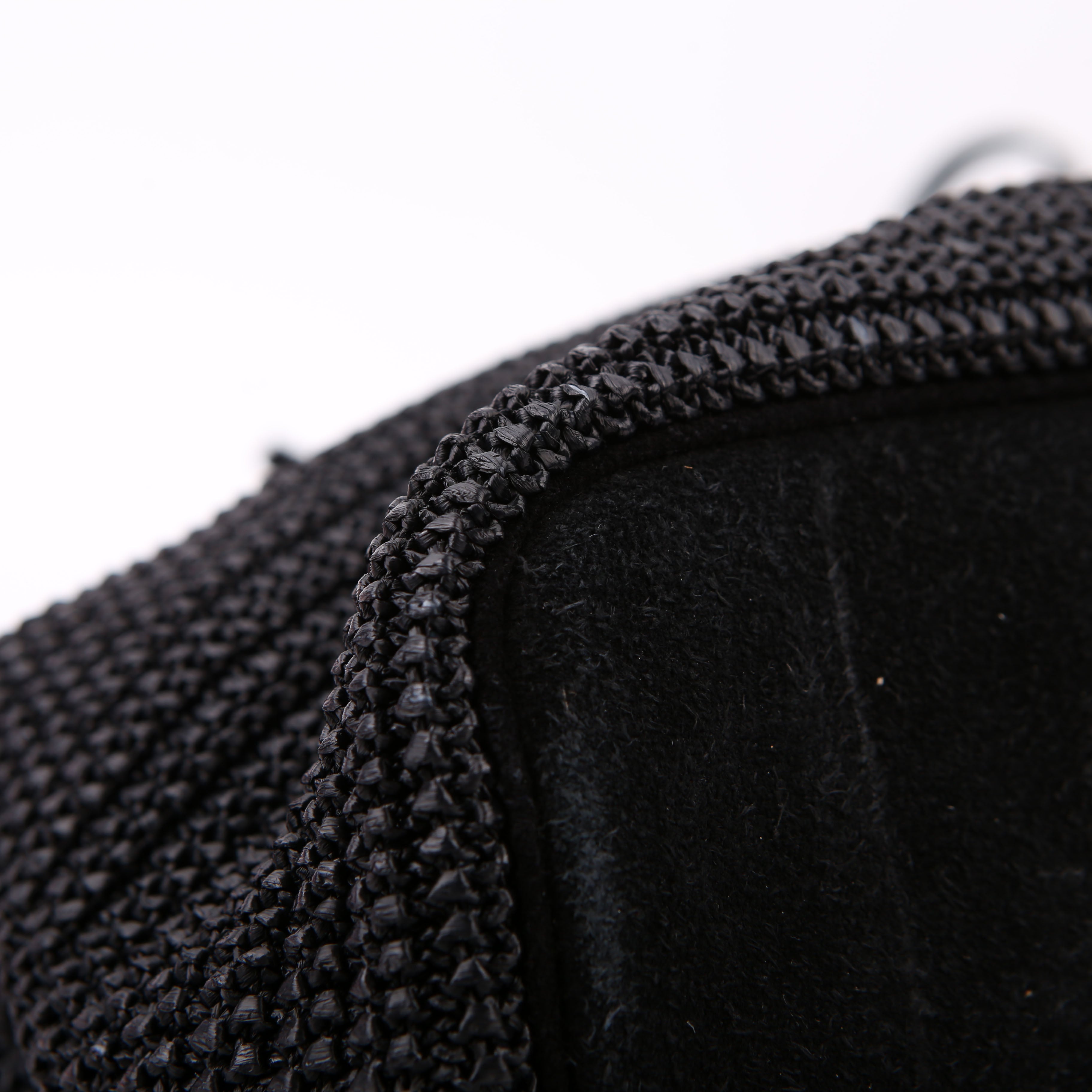 SAINT LAURENT Raffia/Leather Studded Shopping Tote Black
