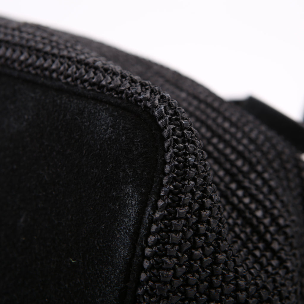 SAINT LAURENT Raffia/Leather Studded Shopping Tote Black
