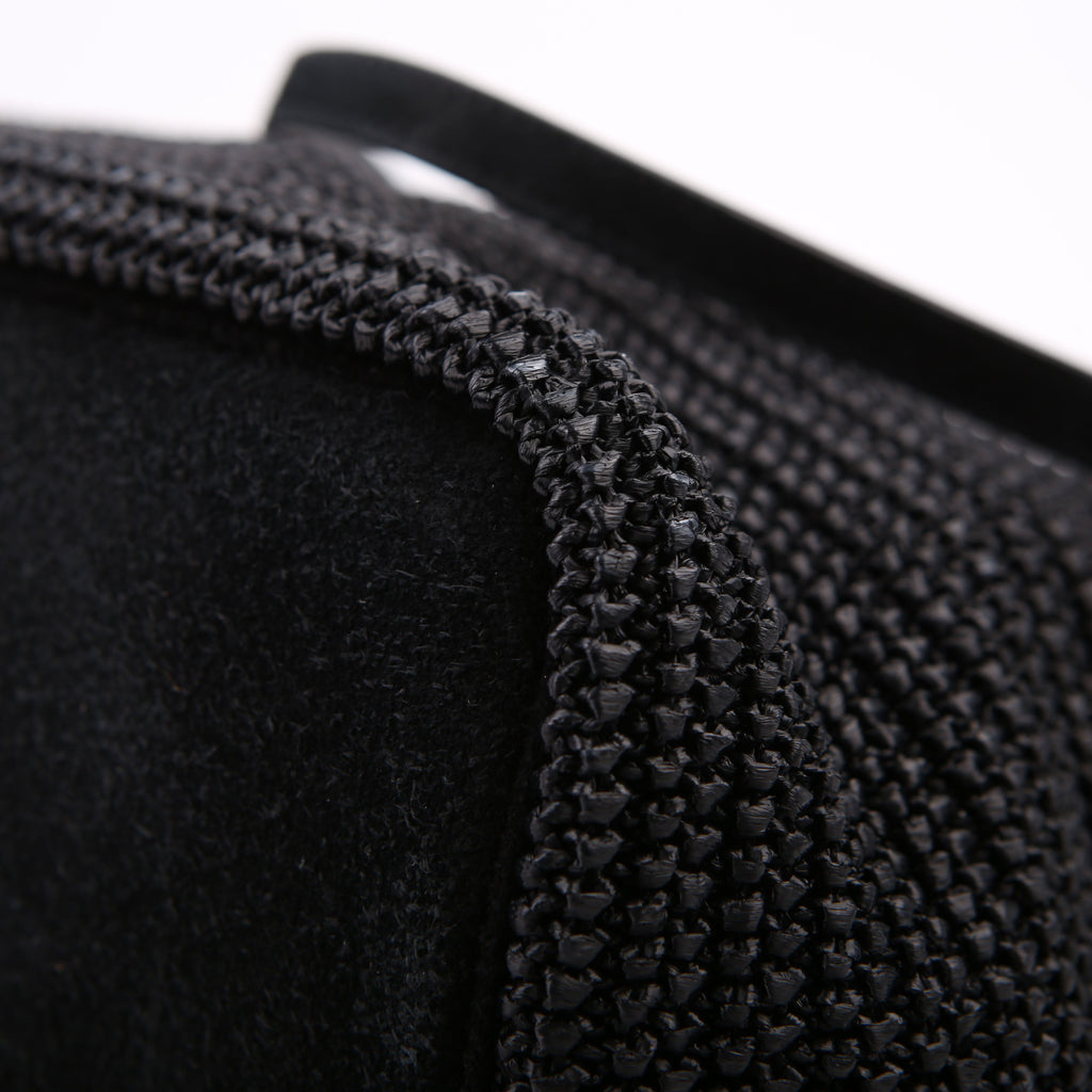 SAINT LAURENT Raffia/Leather Studded Shopping Tote Black