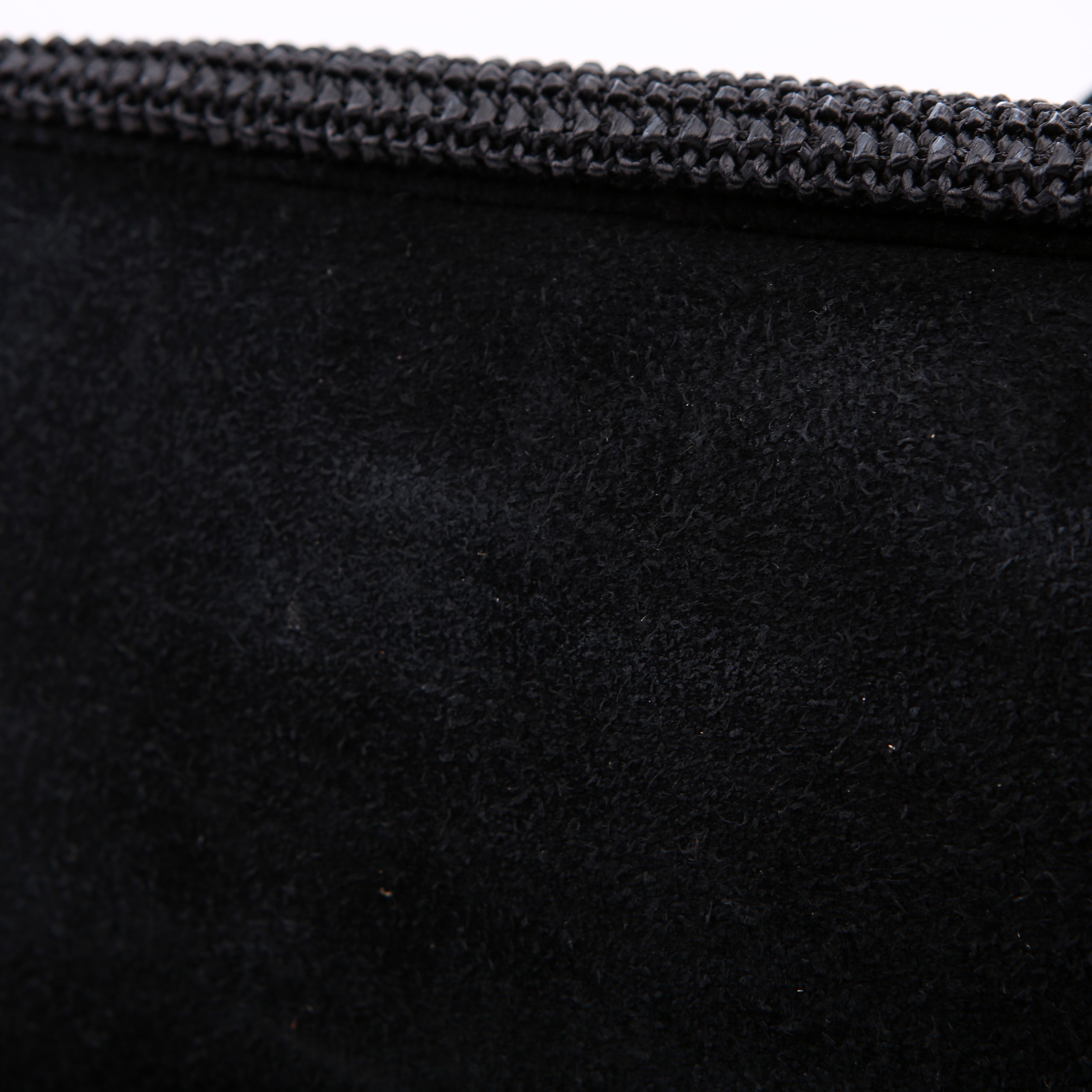 SAINT LAURENT Raffia/Leather Studded Shopping Tote Black