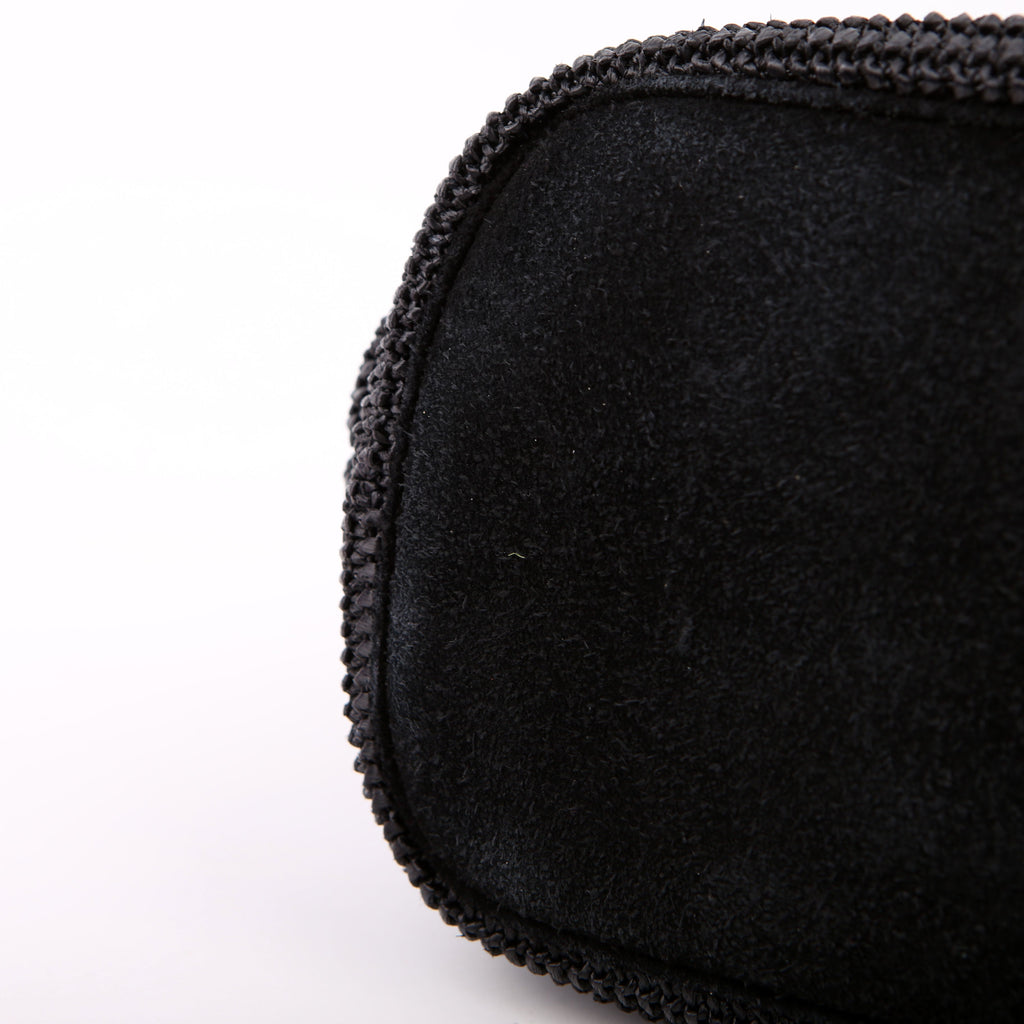 SAINT LAURENT Raffia/Leather Studded Shopping Tote Black