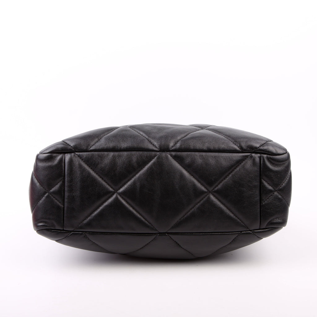 Chanel 19 Quilted Goatskin N/S Shopping Tote Black