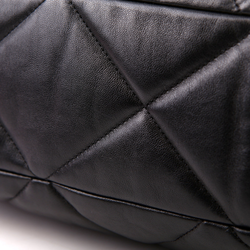 Chanel 19 Quilted Goatskin N/S Shopping Tote Black