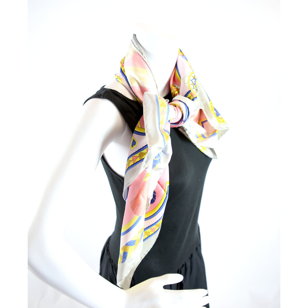 Harnais De Coeur 90 Silk Scarf Grey/Multicolor