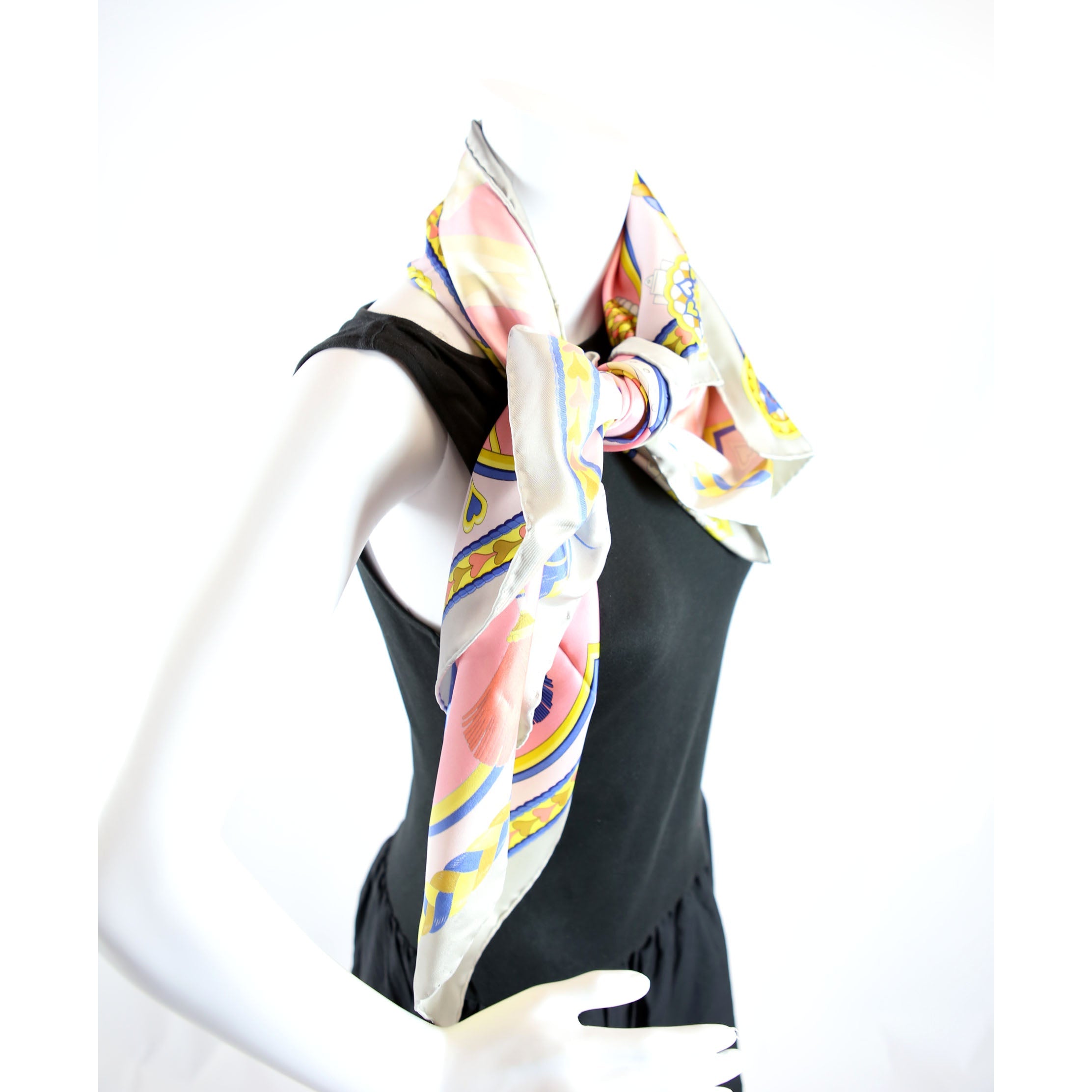 Harnais De Coeur 90 Silk Scarf Grey/Multicolor