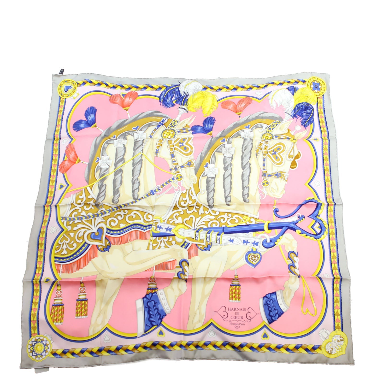 Harnais De Coeur 90 Silk Scarf Grey/Multicolor