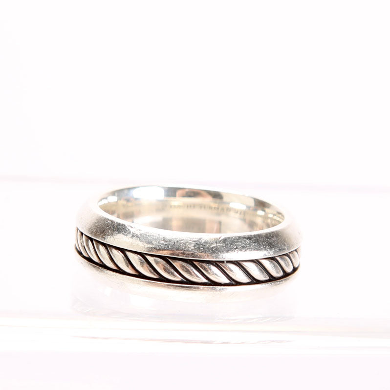 Cable Inset Band Ring 925 Size 10.75