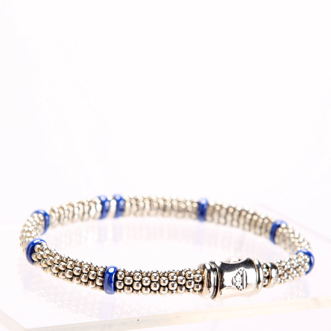 Ultramarine Seven Station Caviar/Beaded/925 9MM