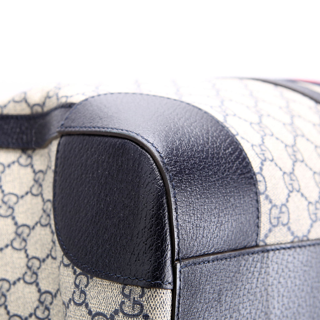 Gucci 696039 GG Supreme Canvas Large Duffle Bag Navy/Beige/Red