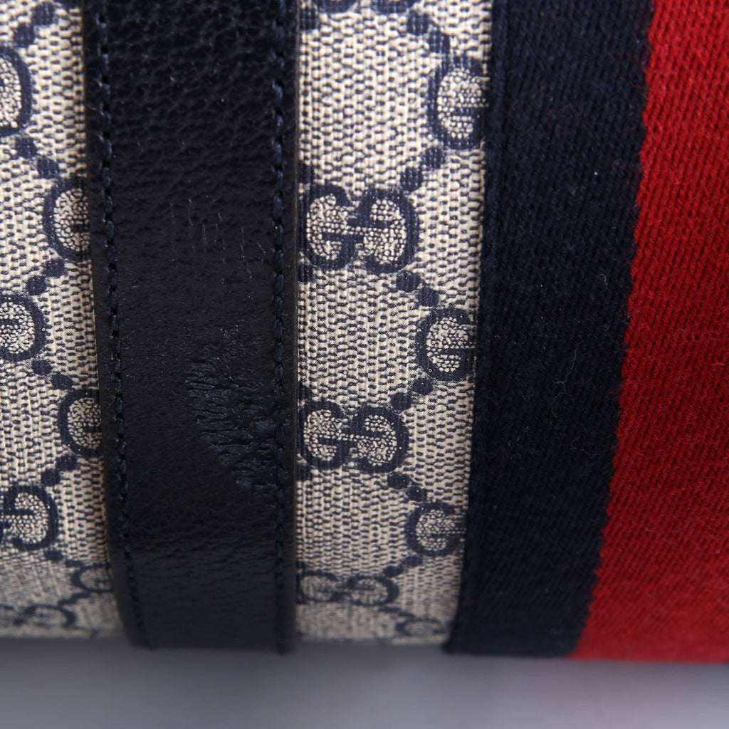 Gucci 696039 GG Supreme Canvas Large Duffle Bag Navy/Beige/Red