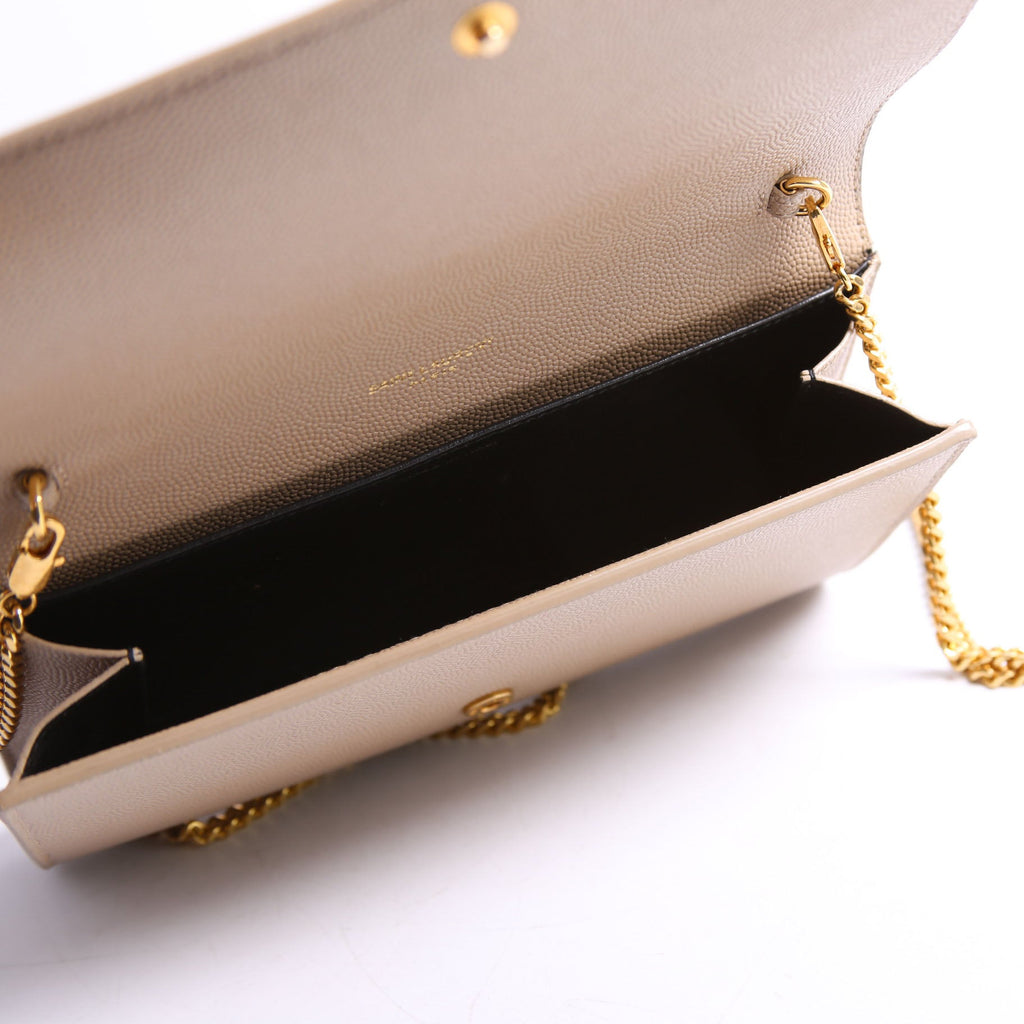 Uptown Chain Wallet Grain De Poudre 607788 Beige