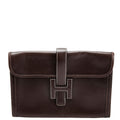 Hermes Jige PM Clutch Box Calfskin Brown