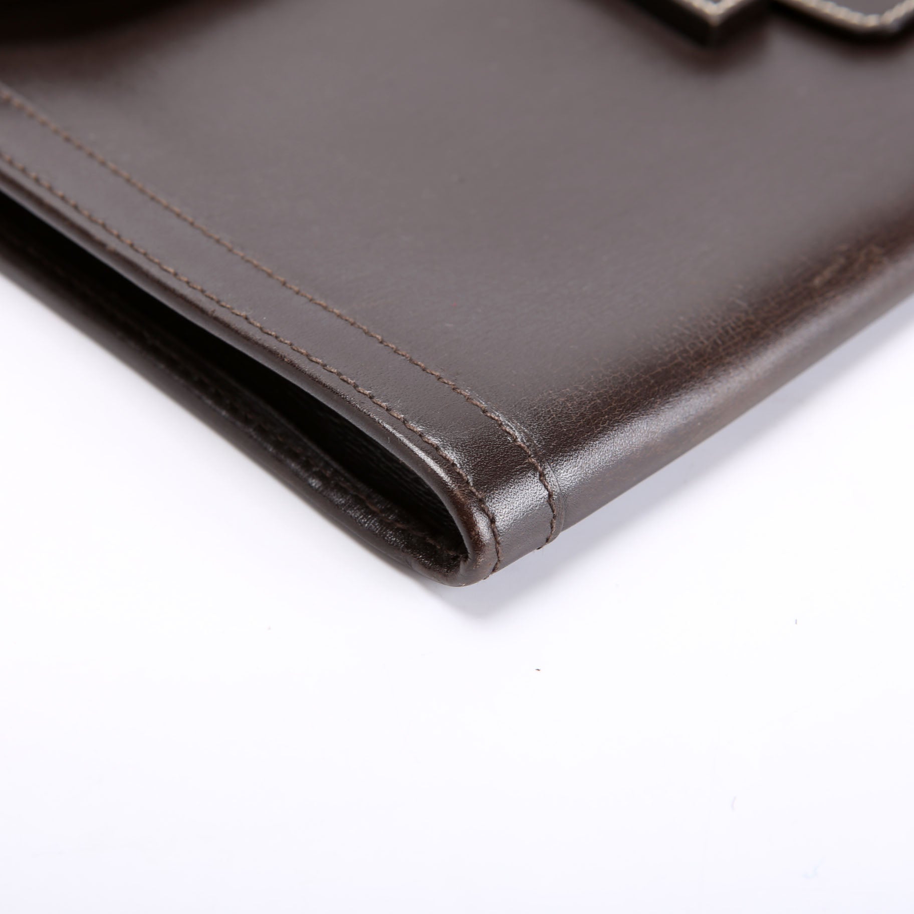 Hermes Jige PM Clutch Box Calfskin Brown