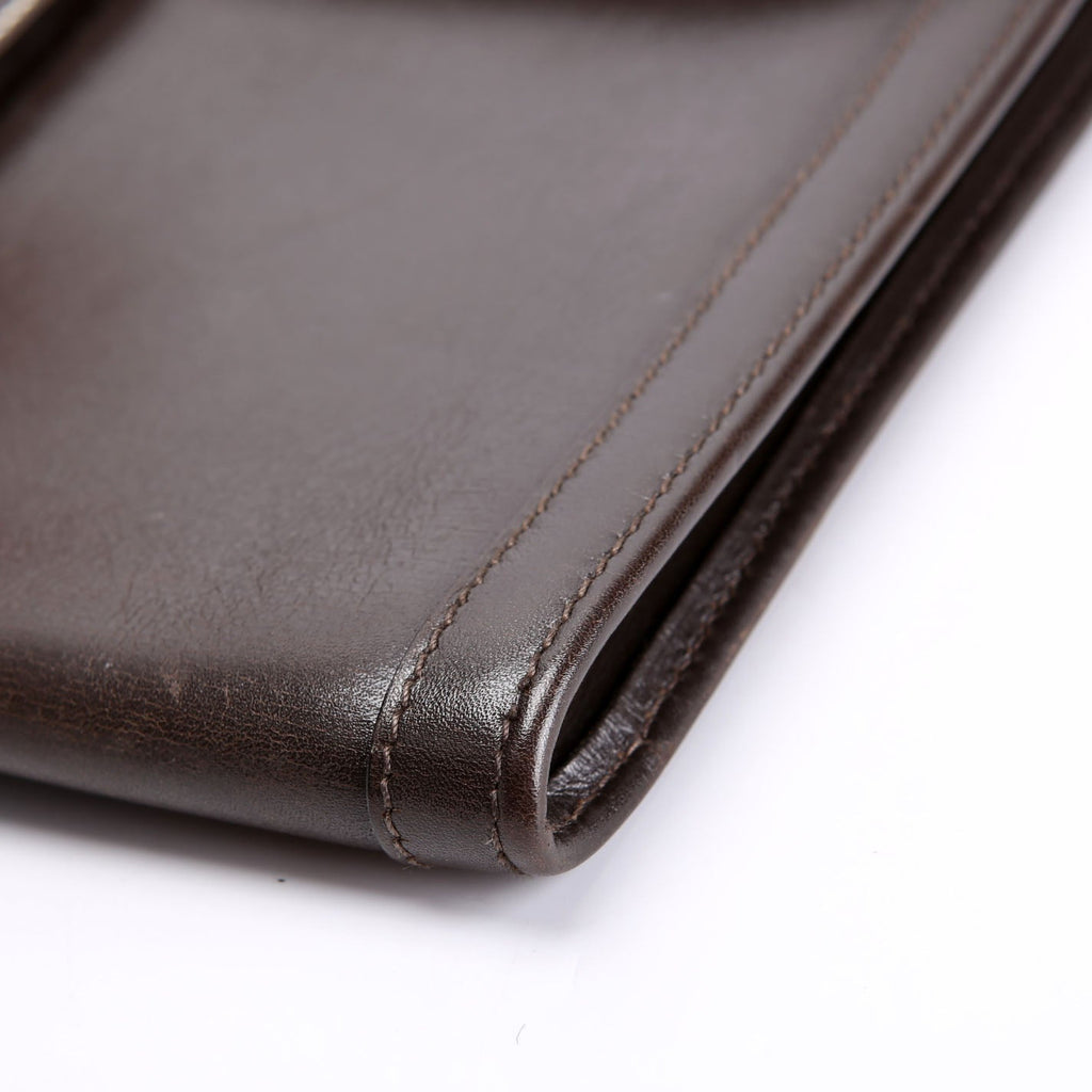 Hermes Jige PM Clutch Box Calfskin Brown