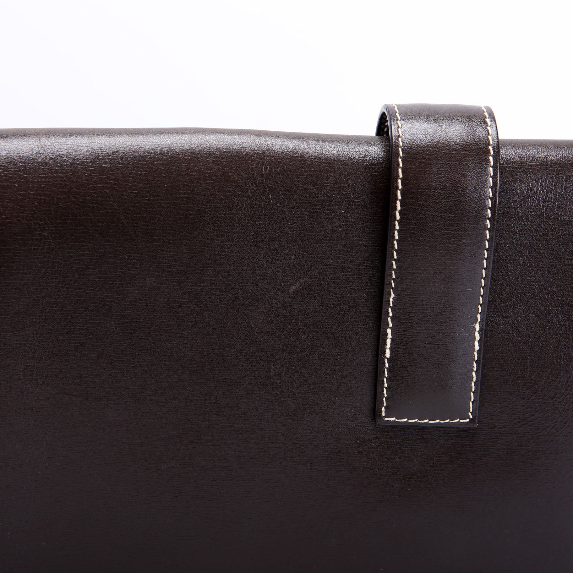 Hermes Jige PM Clutch Box Calfskin Brown