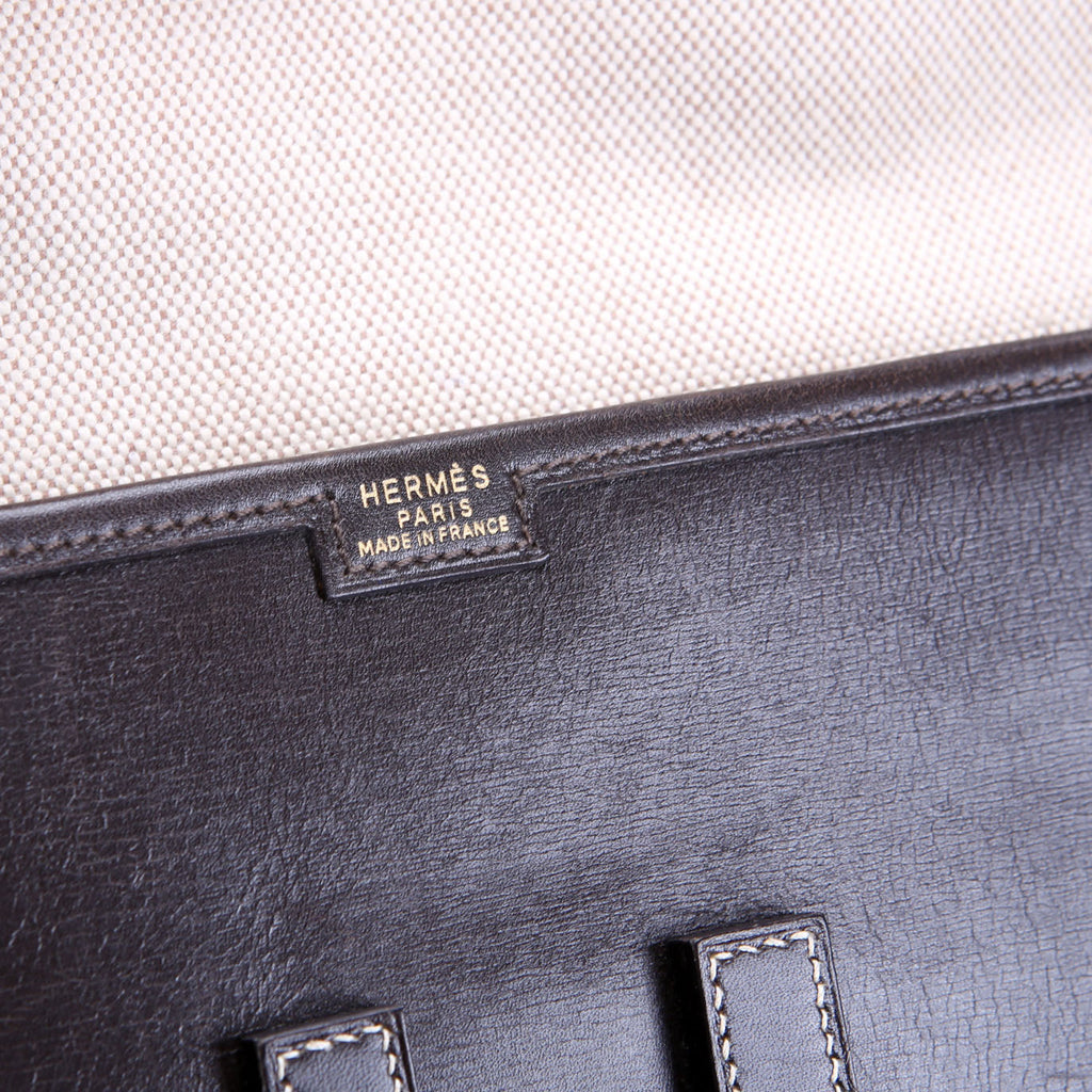 Hermes Jige PM Clutch Box Calfskin Brown