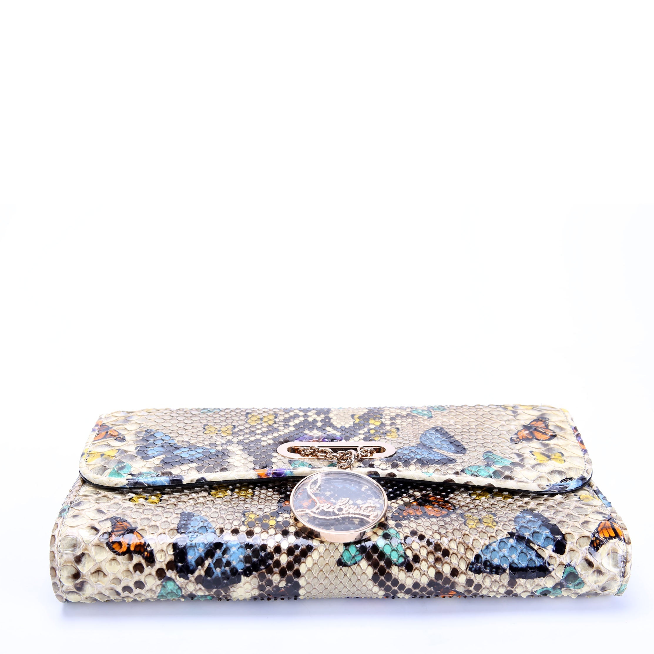 Batik Python Butterfly Clutch With Chain Beige/Multicolor