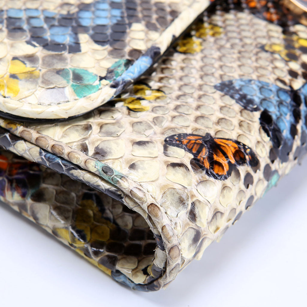 Batik Python Butterfly Clutch With Chain Beige/Multicolor