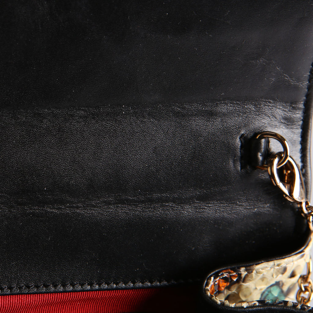 Batik Python Butterfly Clutch With Chain Beige/Multicolor