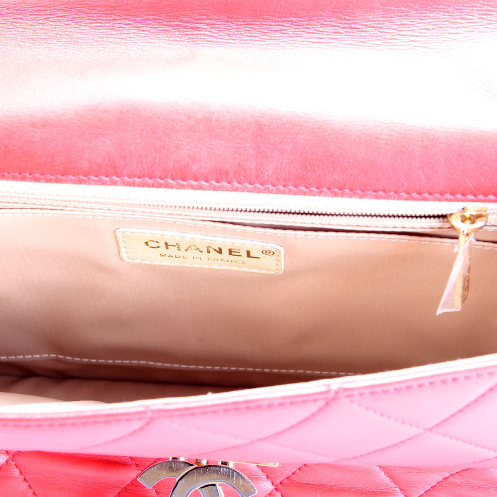 Golden Class Large Flap Bag Quilted Lambskin 19M Red