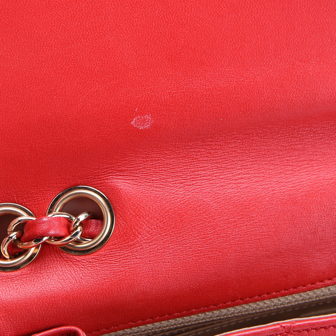 Golden Class Large Flap Bag Quilted Lambskin 19M Red