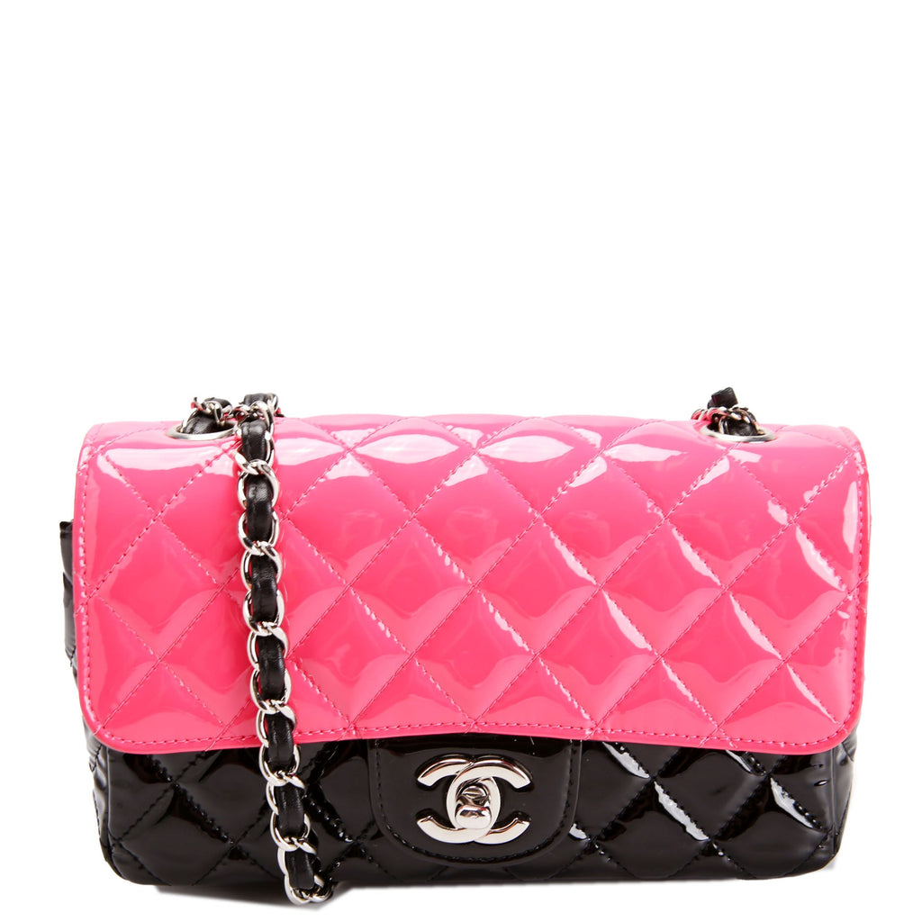 Classic Flap Mini Rectangle Bi-Color Patent 29M Black/Pink