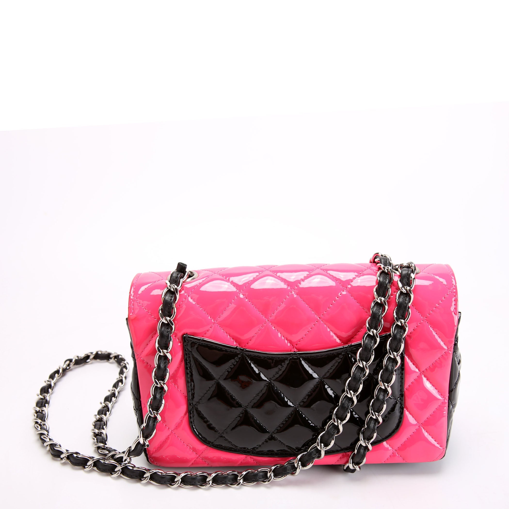 Classic Flap Mini Rectangle Bi-Color Patent 29M Black/Pink