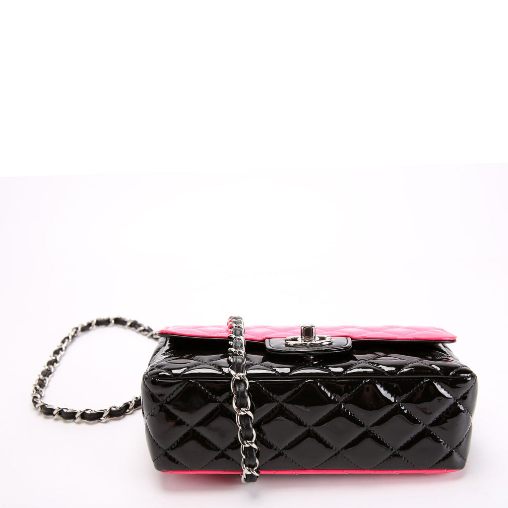 Classic Flap Mini Rectangle Bi-Color Patent 29M Black/Pink