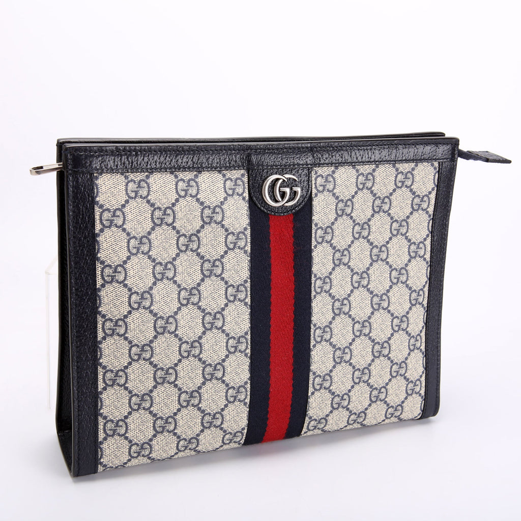 Gucci 625549 GG Supreme Ophidia Zip Pouch Navy