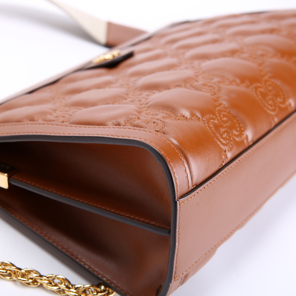 702196 GG Matelasse Shoulder Bag Brown/Gold