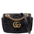 446744 Marmont Leather Shoulder Mini Flap Black