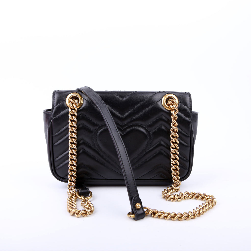 446744 Marmont Leather Shoulder Mini Flap Black