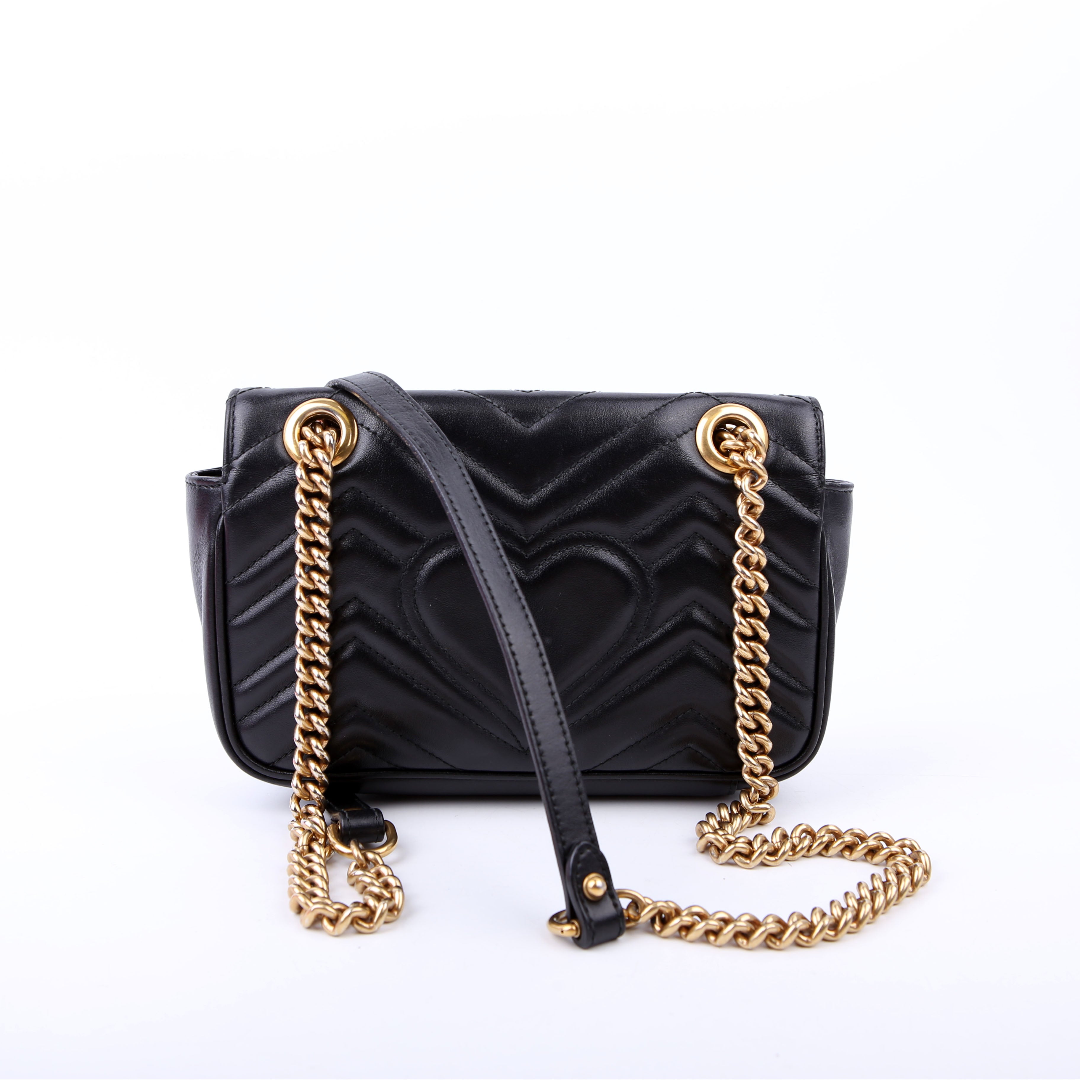 446744 Marmont Leather Shoulder Mini Flap Black