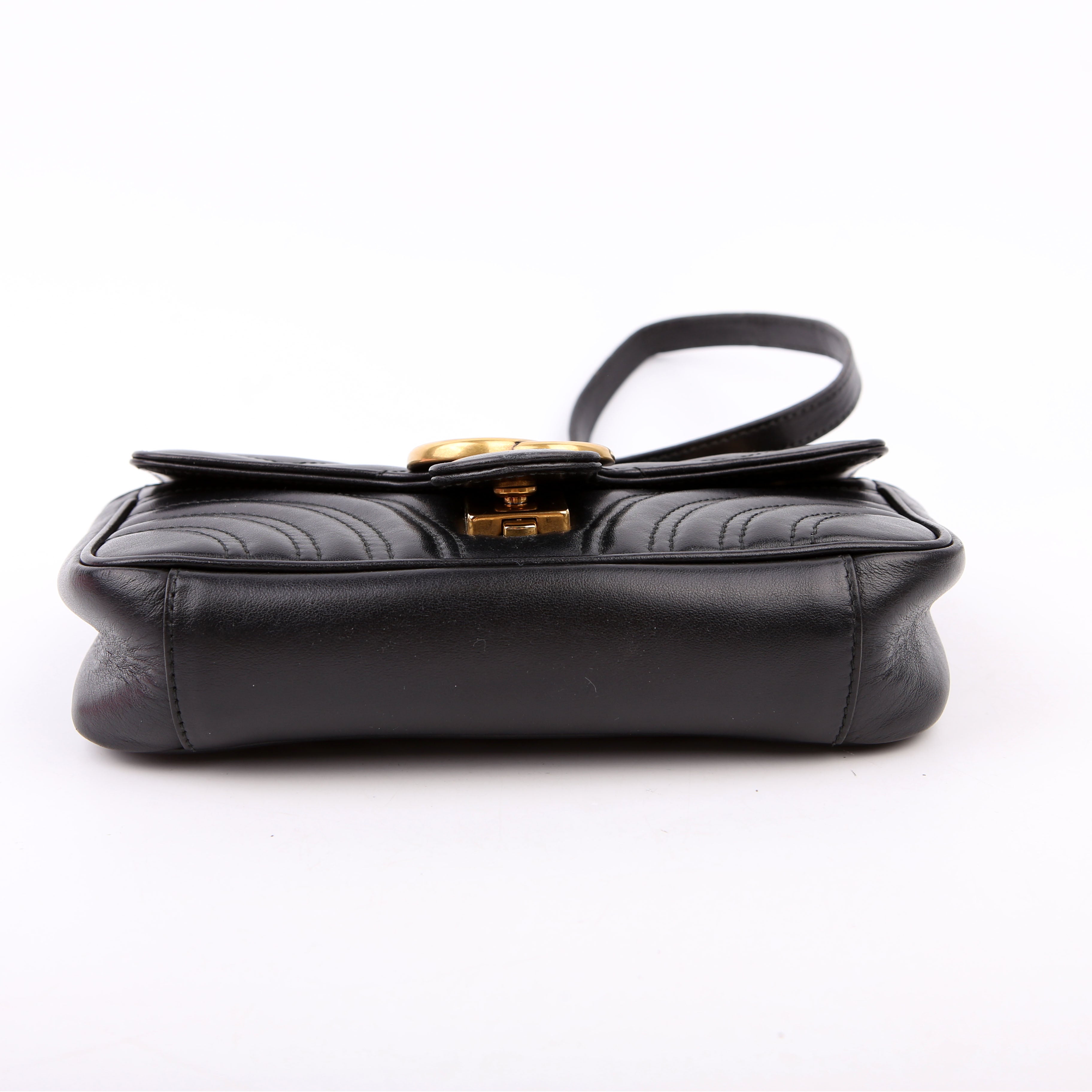 446744 Marmont Leather Shoulder Mini Flap Black