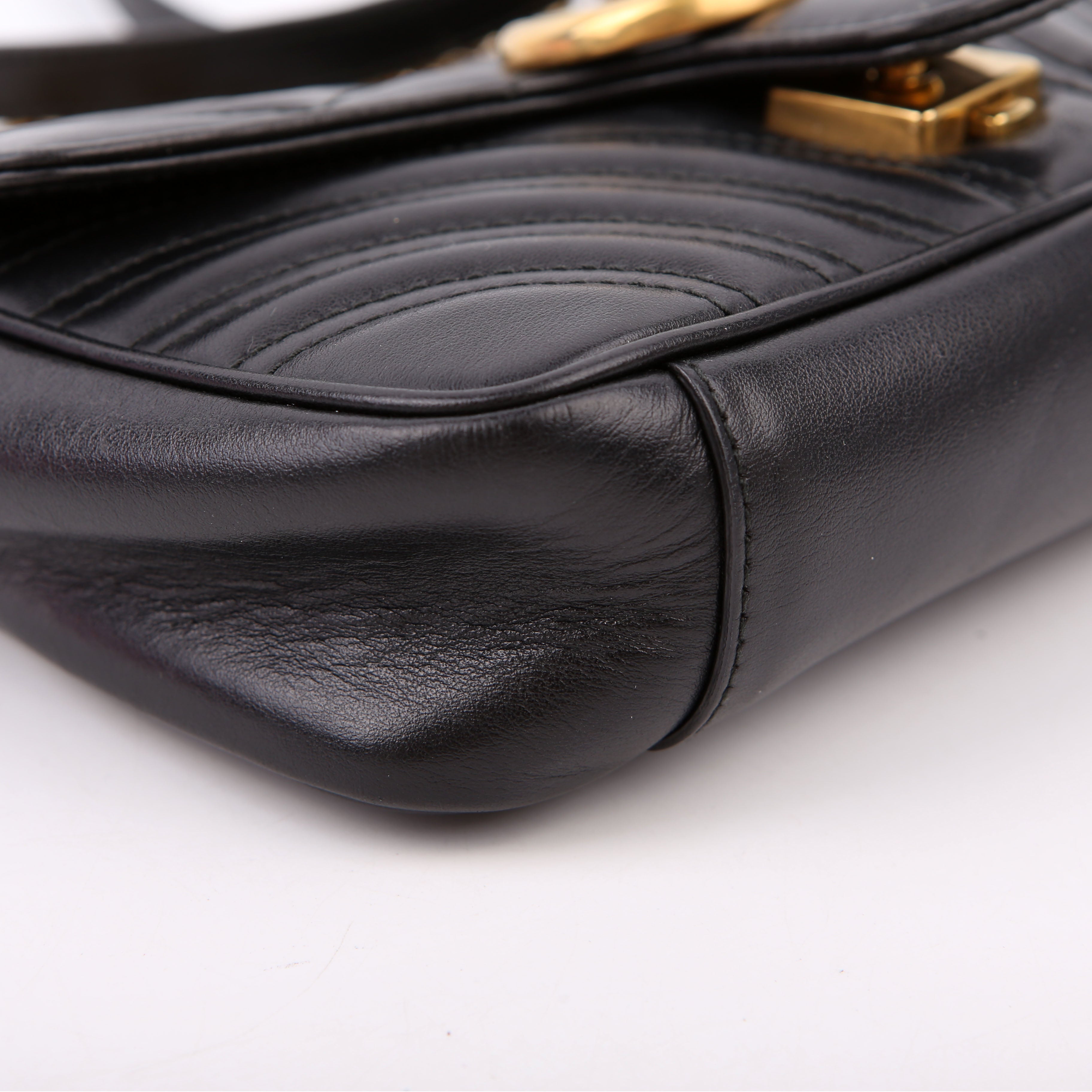 446744 Marmont Leather Shoulder Mini Flap Black