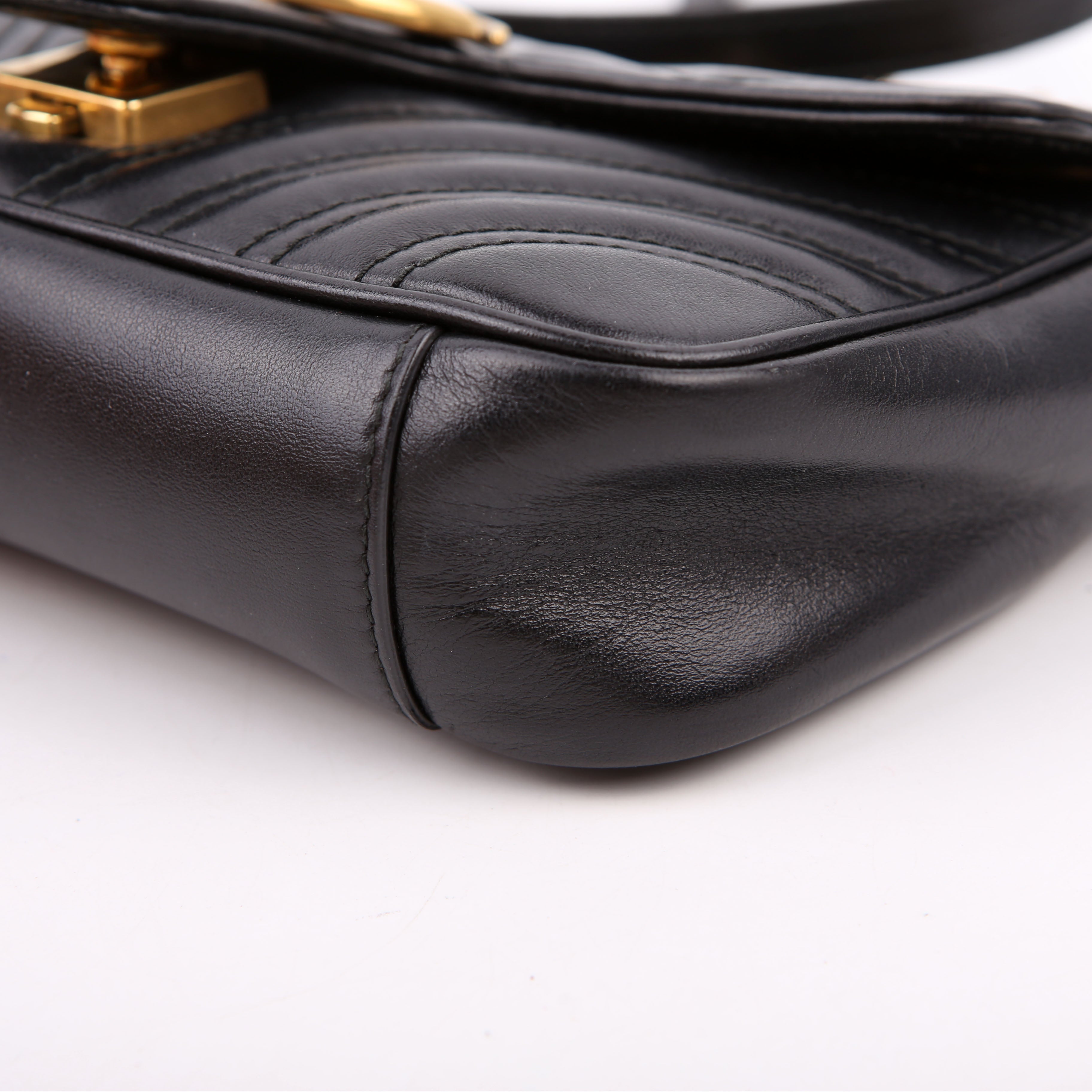 446744 Marmont Leather Shoulder Mini Flap Black