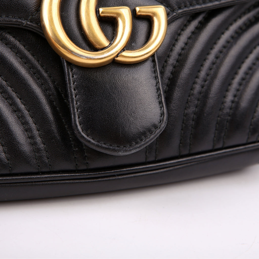 446744 Marmont Leather Shoulder Mini Flap Black