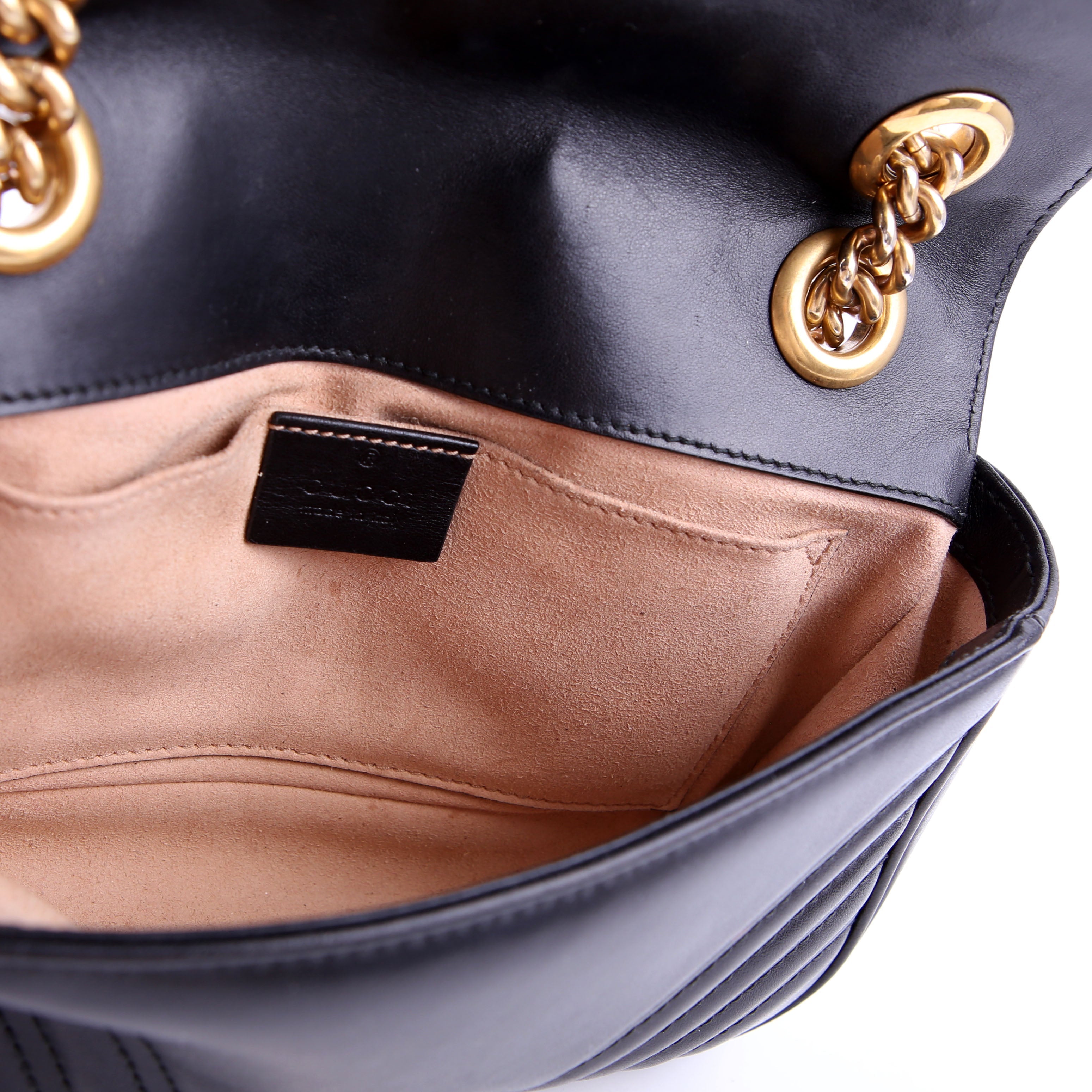 446744 Marmont Leather Shoulder Mini Flap Black