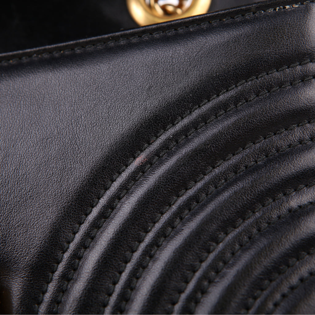 446744 Marmont Leather Shoulder Mini Flap Black