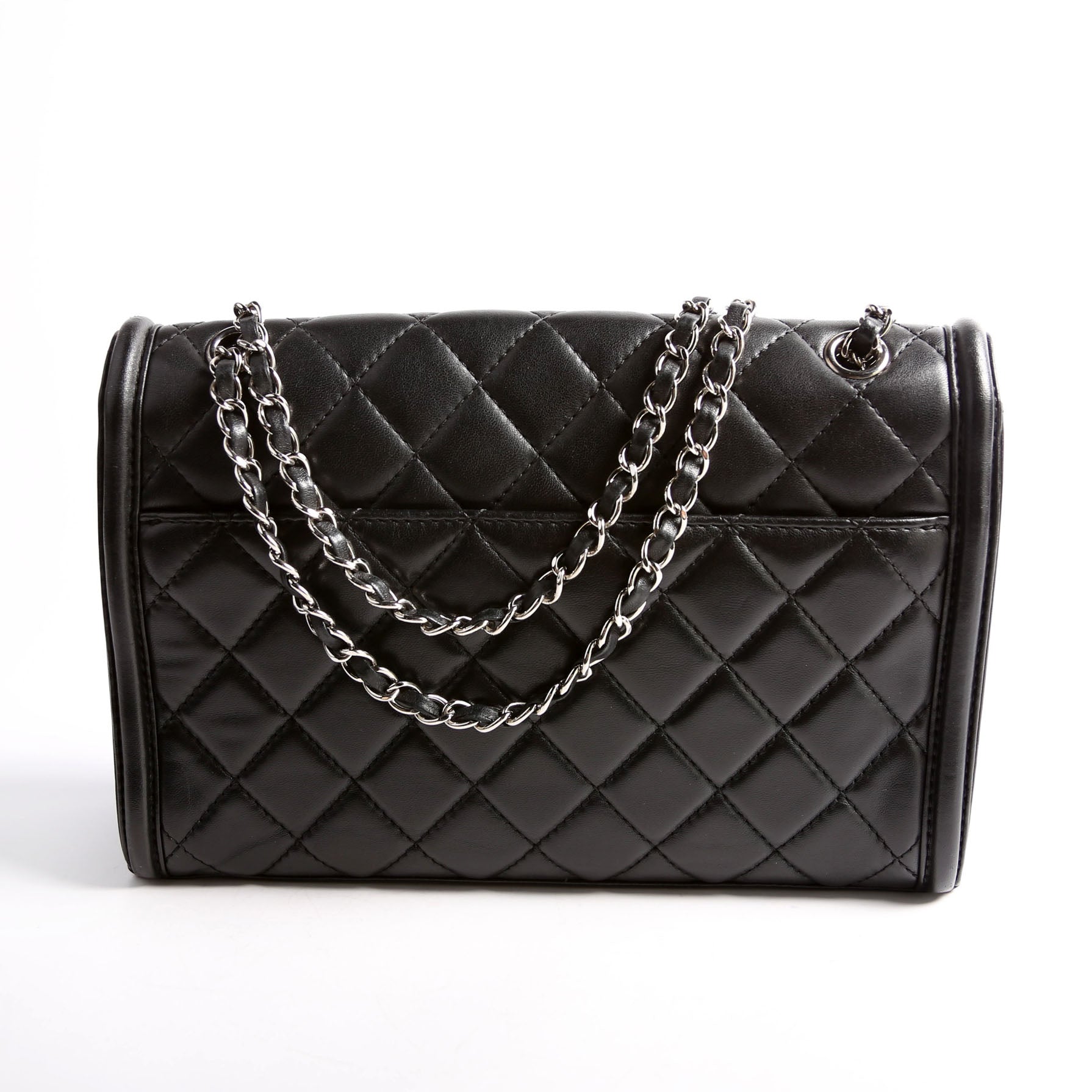 Geometric Large Flap Bag Lambskin 21M Black