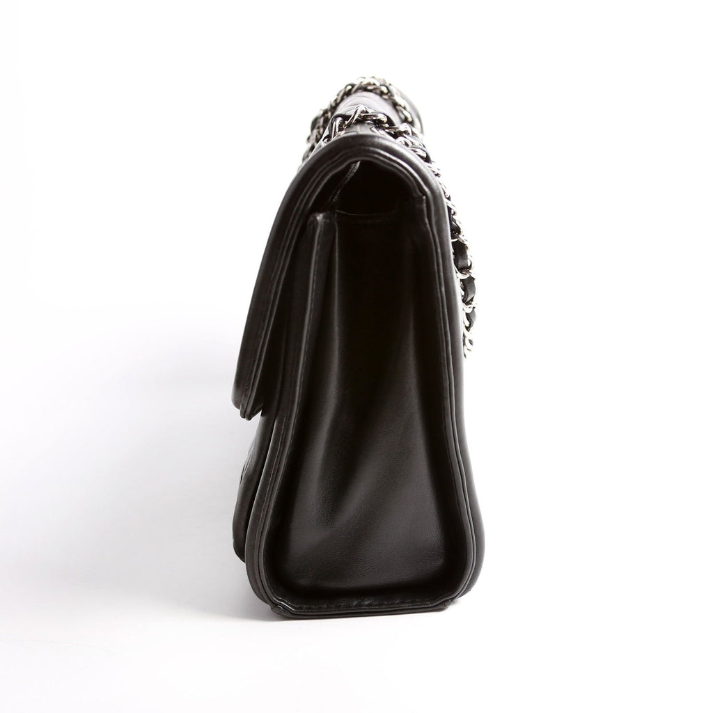 Geometric Large Flap Bag Lambskin 21M Black