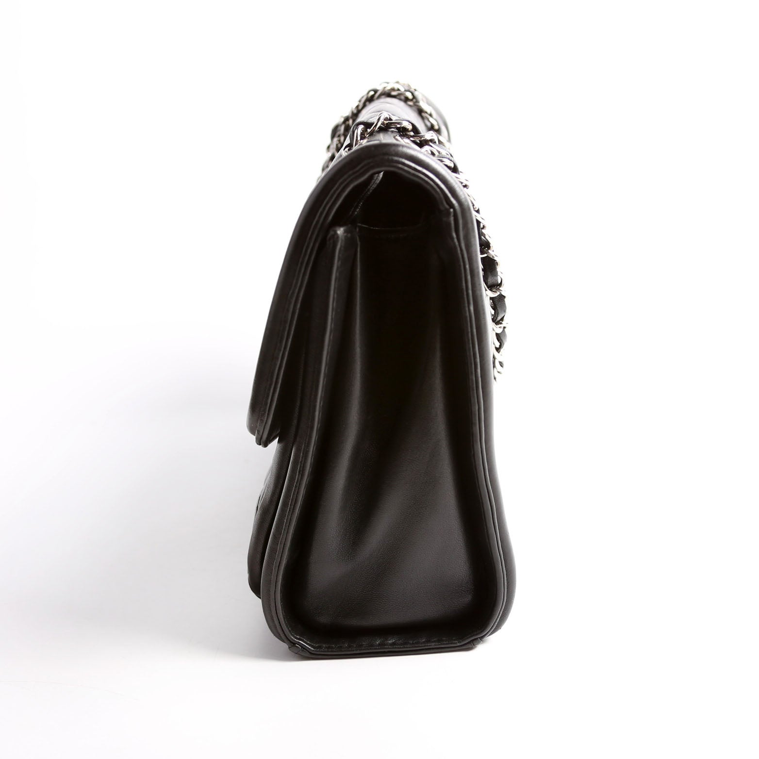 Geometric Large Flap Bag Lambskin 21M Black