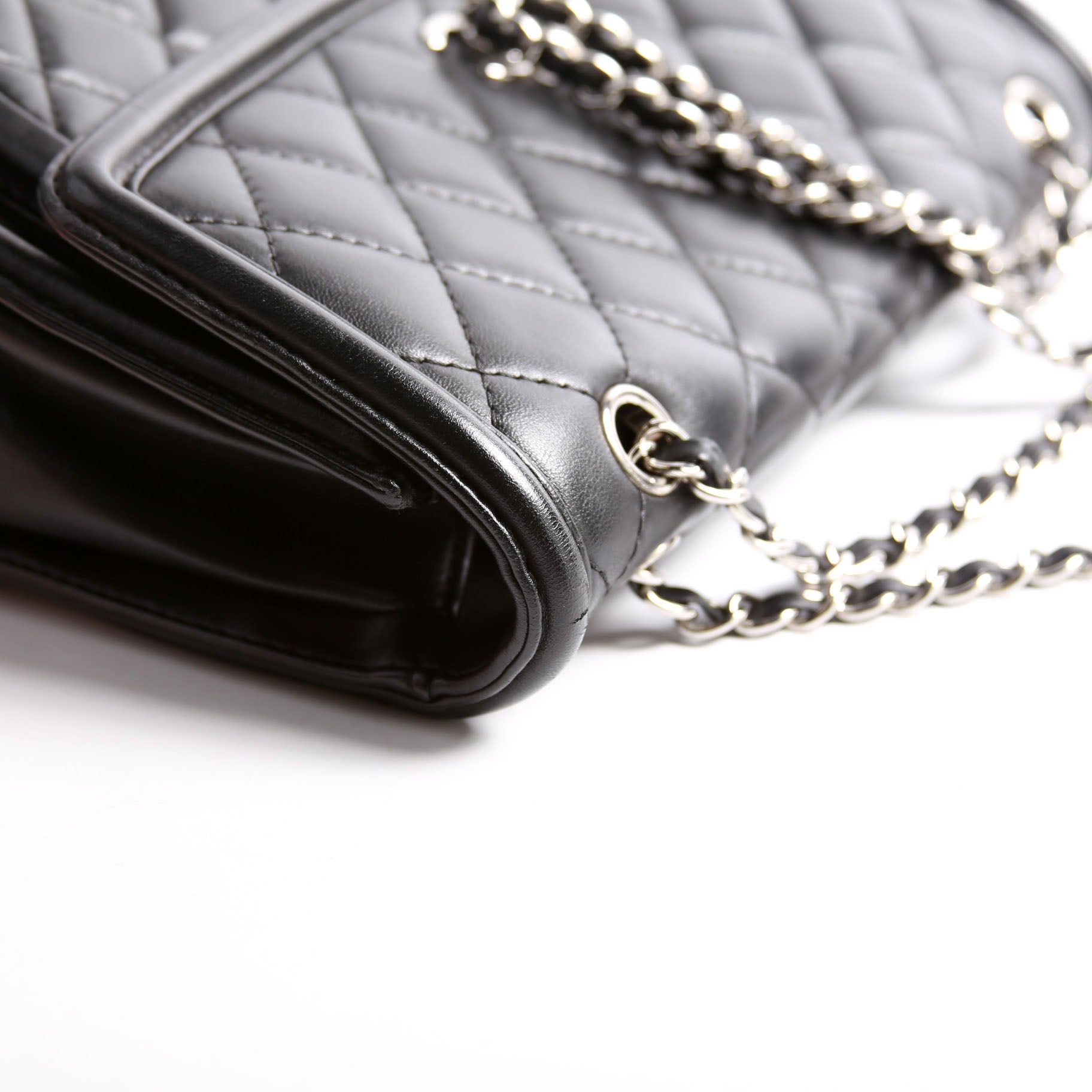 Geometric Large Flap Bag Lambskin 21M Black