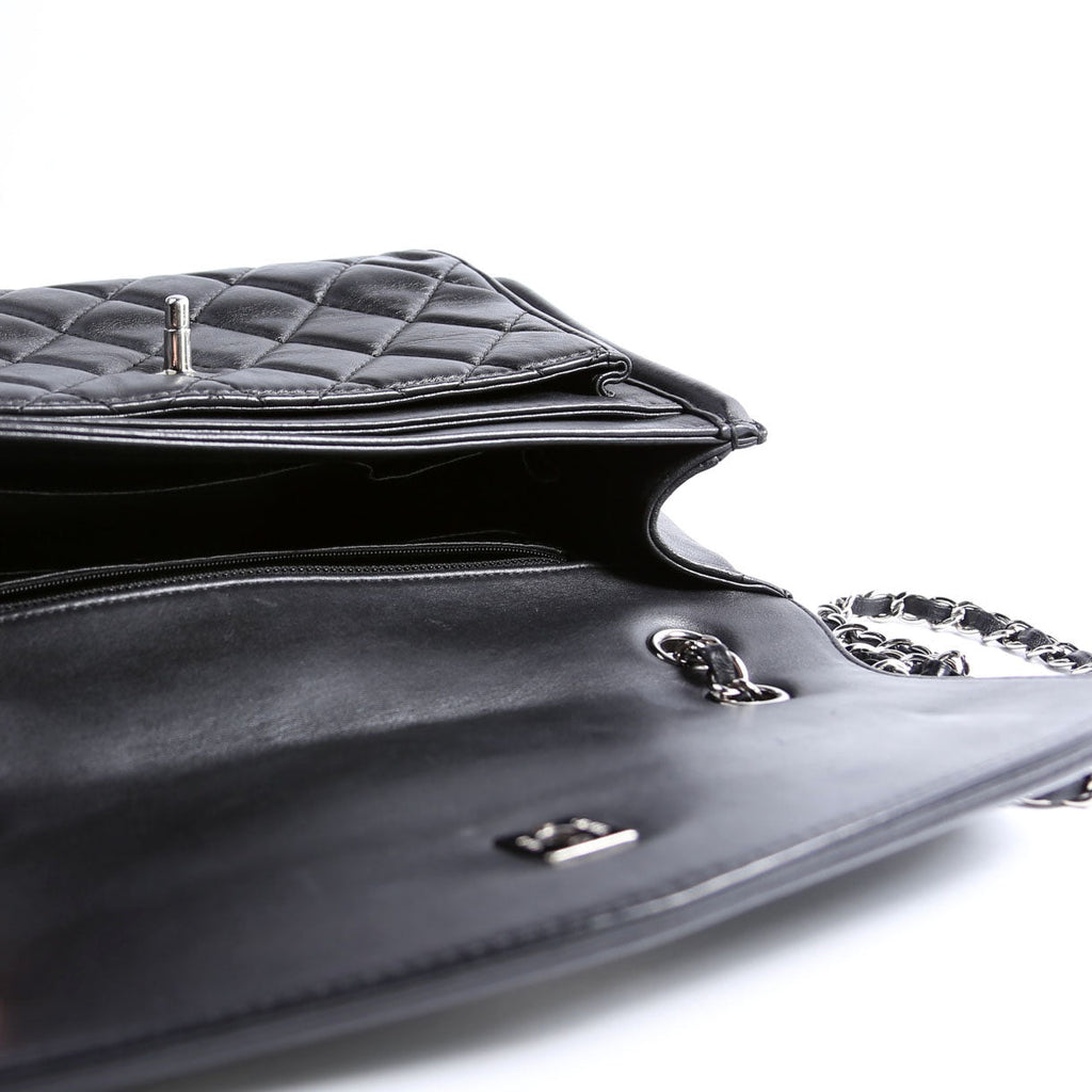 Geometric Large Flap Bag Lambskin 21M Black