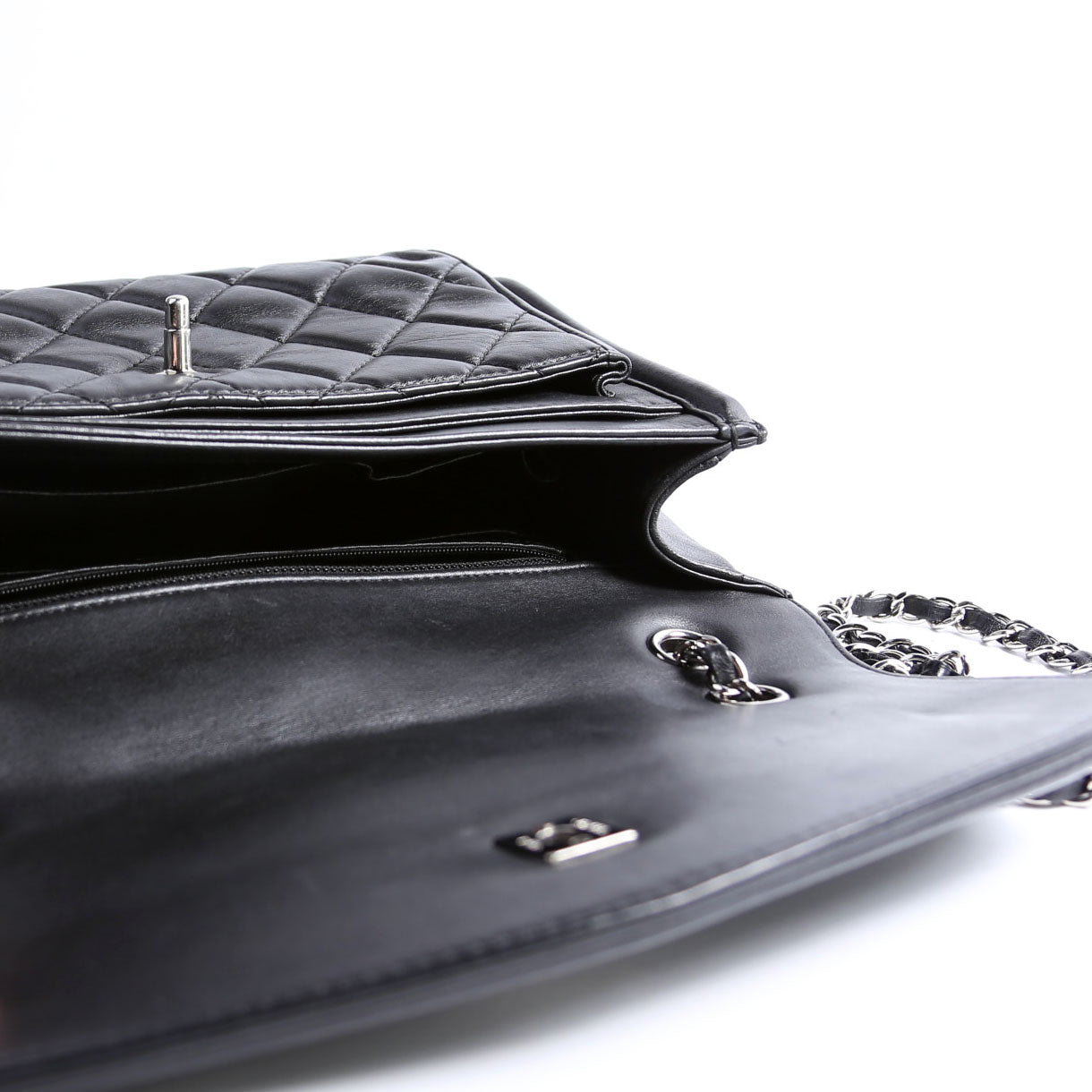 Geometric Large Flap Bag Lambskin 21M Black