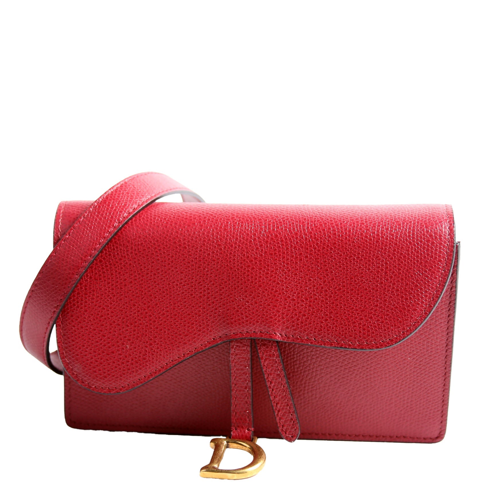 Dior Slim Saddle Bag Grain Leather Red