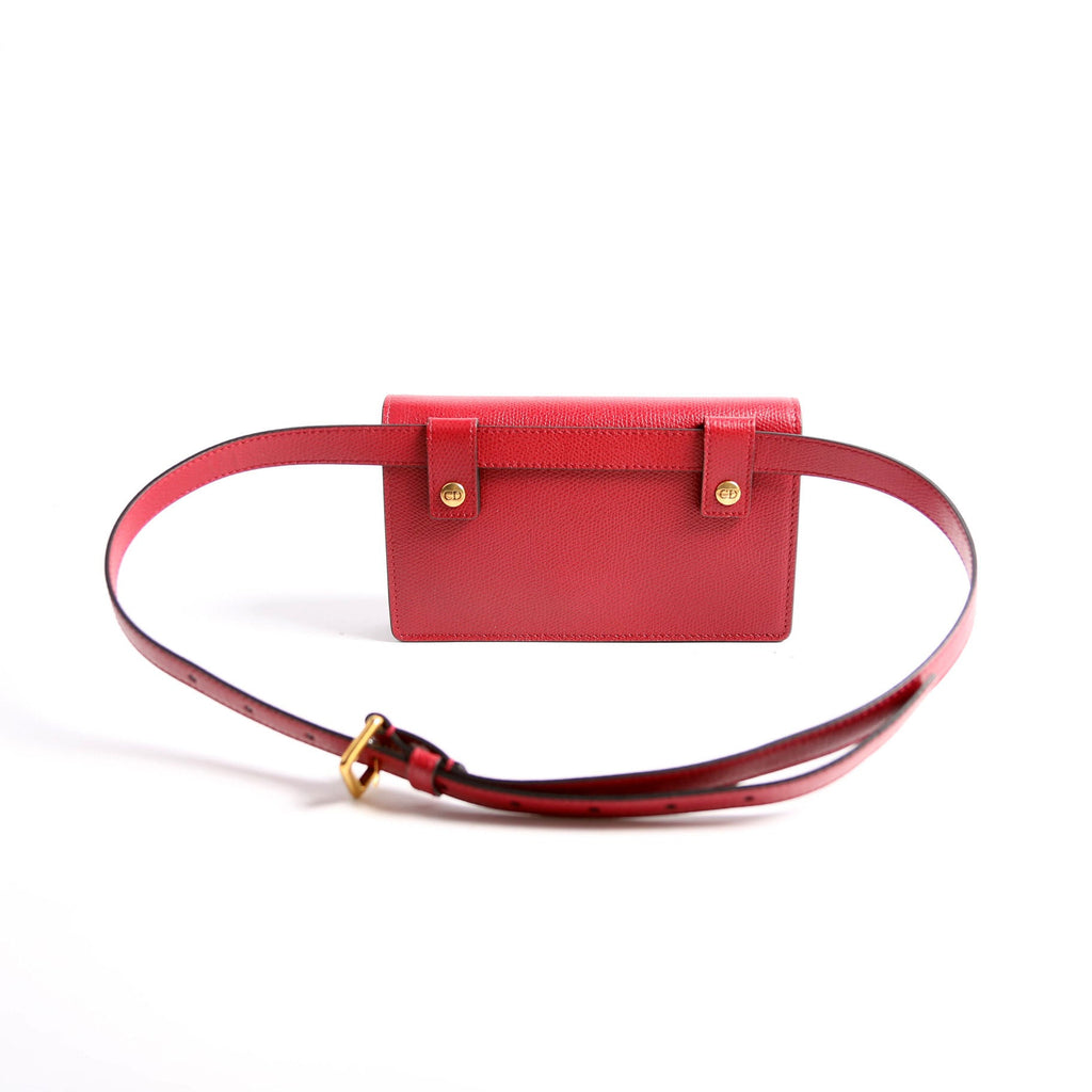 Dior Slim Saddle Bag Grain Leather Red