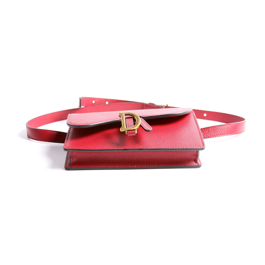Dior Slim Saddle Bag Grain Leather Red