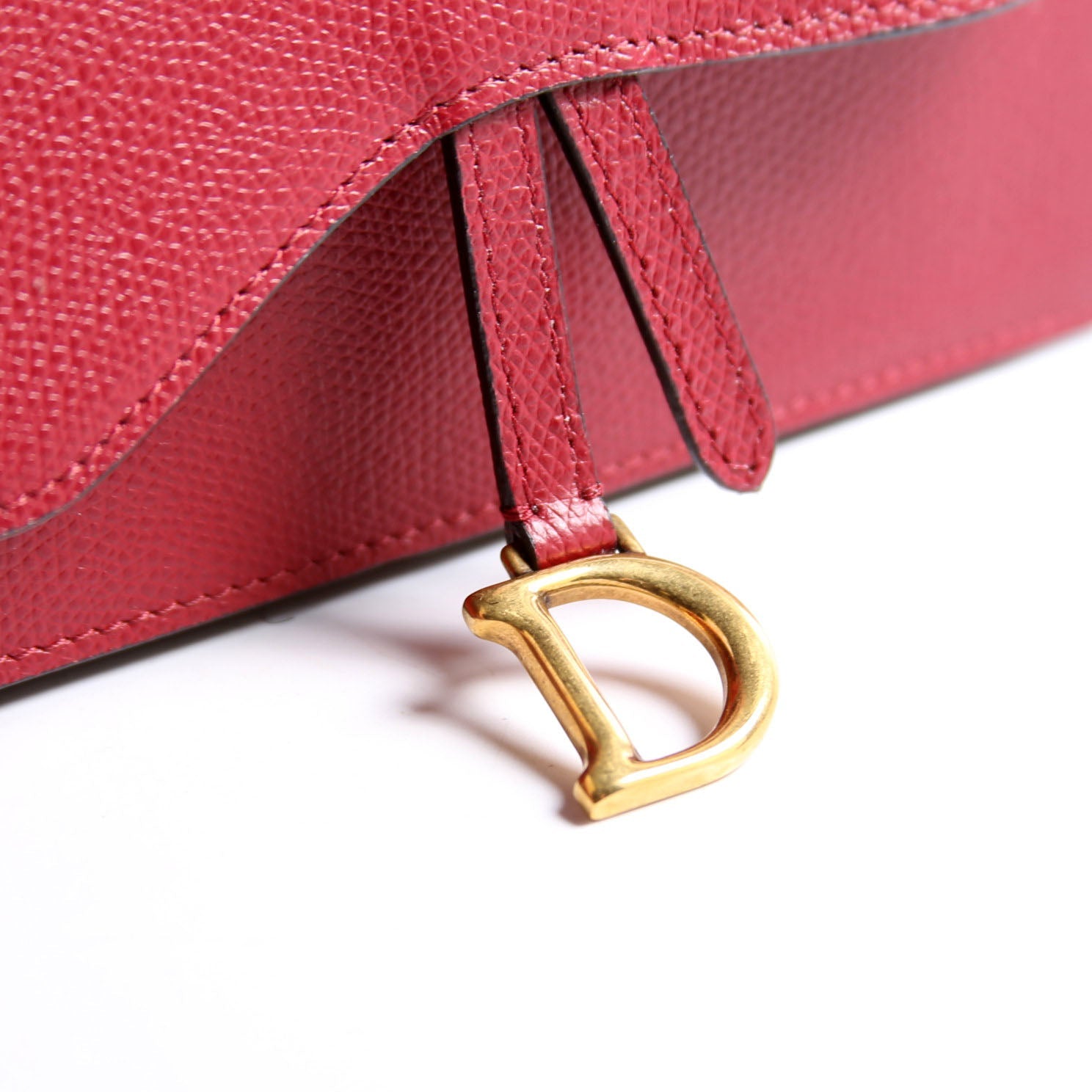 Dior Slim Saddle Bag Grain Leather Red